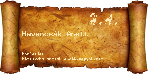 Havancsák Anett névjegykártya